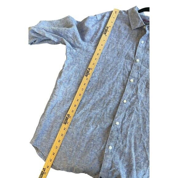 UNTUCKit Wrinkle Resistant 100 % Linen Long Sleeve Button Down Shirt XXL Blue - Picture 9 of 11